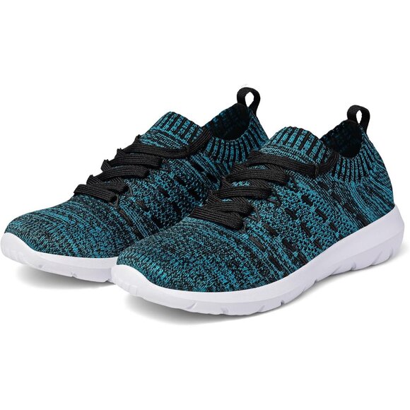 Women Black-Blue Running Breathable Knitting flexible Mesh Sports Shoes Sneaker - Picture 2 of 7